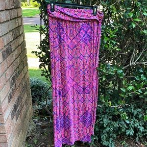 Pink Floral Maxi Skirt Medium